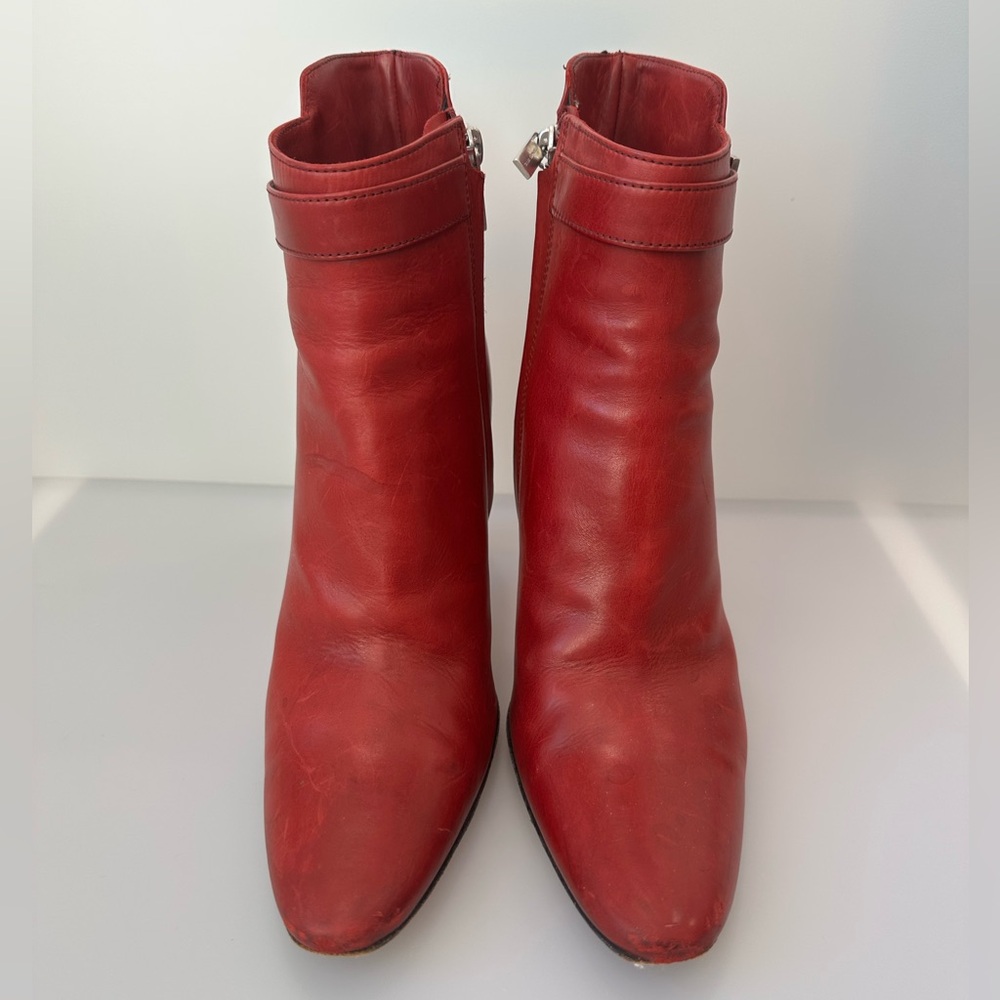 TANIA SPINELLI Red Leather Ankle Boots - Picture 3 of 9